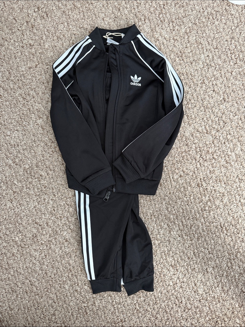 adidas Black Kids Track Set with White 3-Stripes